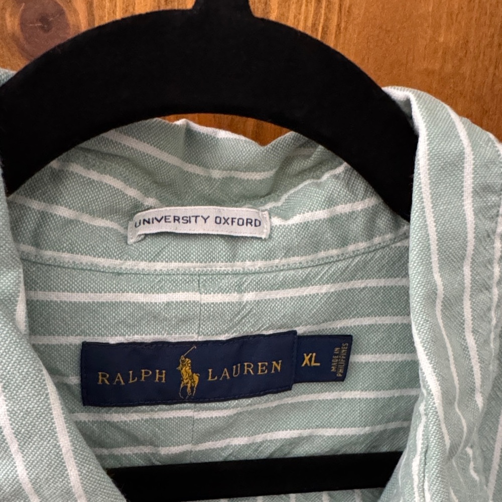 Ralph Lauren Mint Striped Pullover Shirt - 100% cotton - university Oxford - Picture 2 of 7